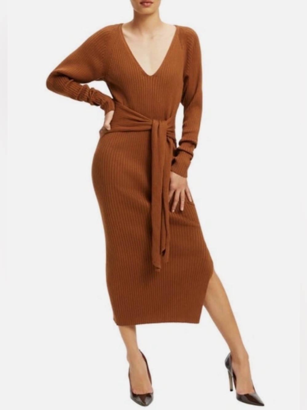Good American Ribbed Knit Midi Dress, NWT ($129)! - Picture 3 of 9